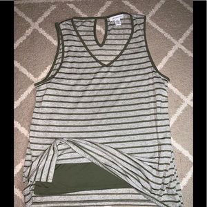 Army green striped shirt